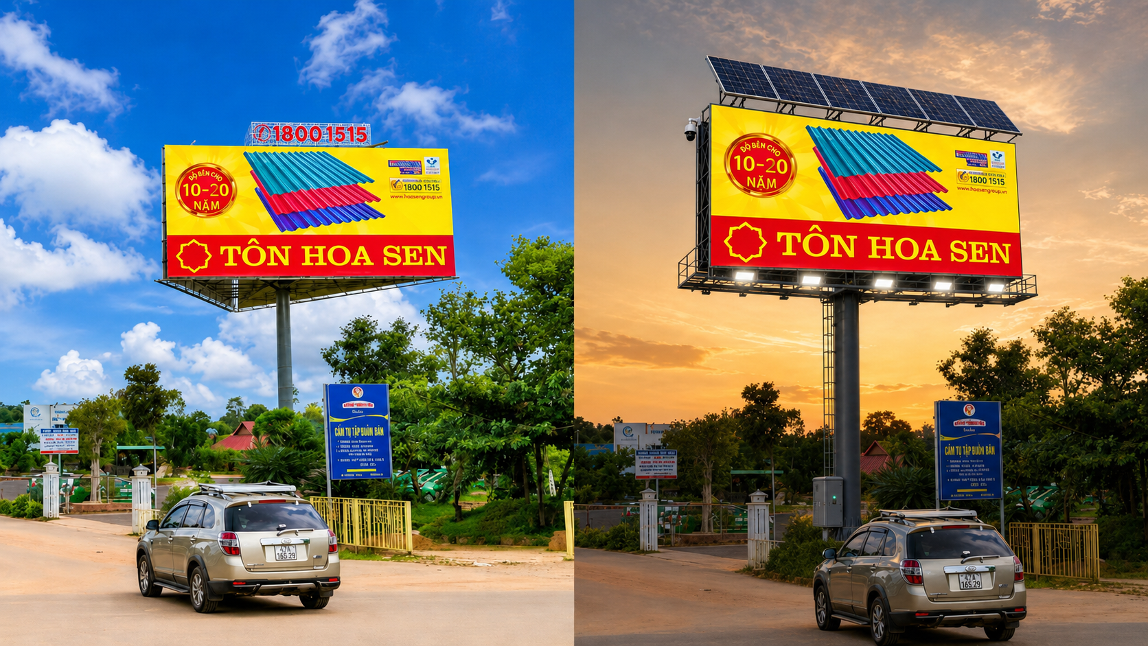 Năng lượng mặt trời cho pano trước và sau khi tích hợp