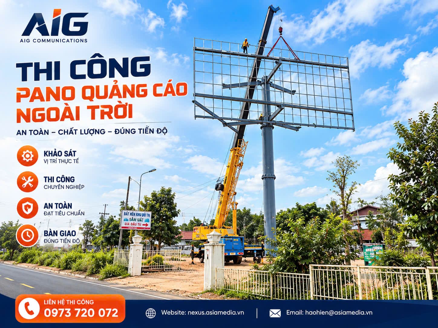 Thi công pano quảng cáo ngoài trời AIG Communications