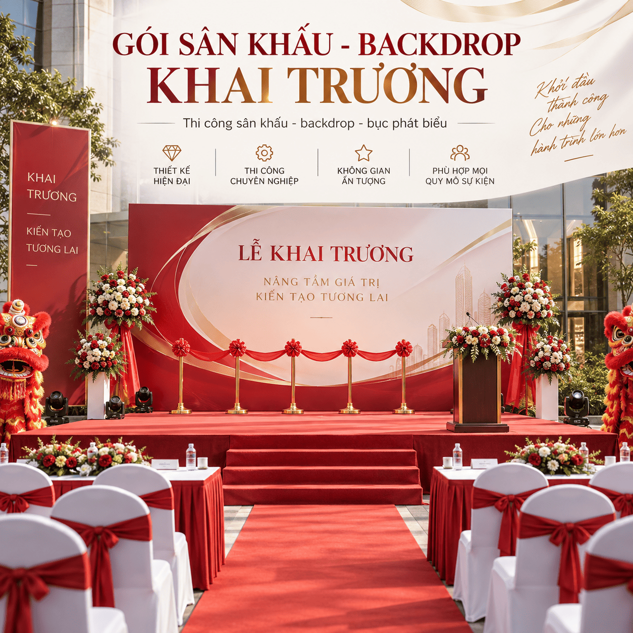 Sân khấu backdrop lễ khai trương