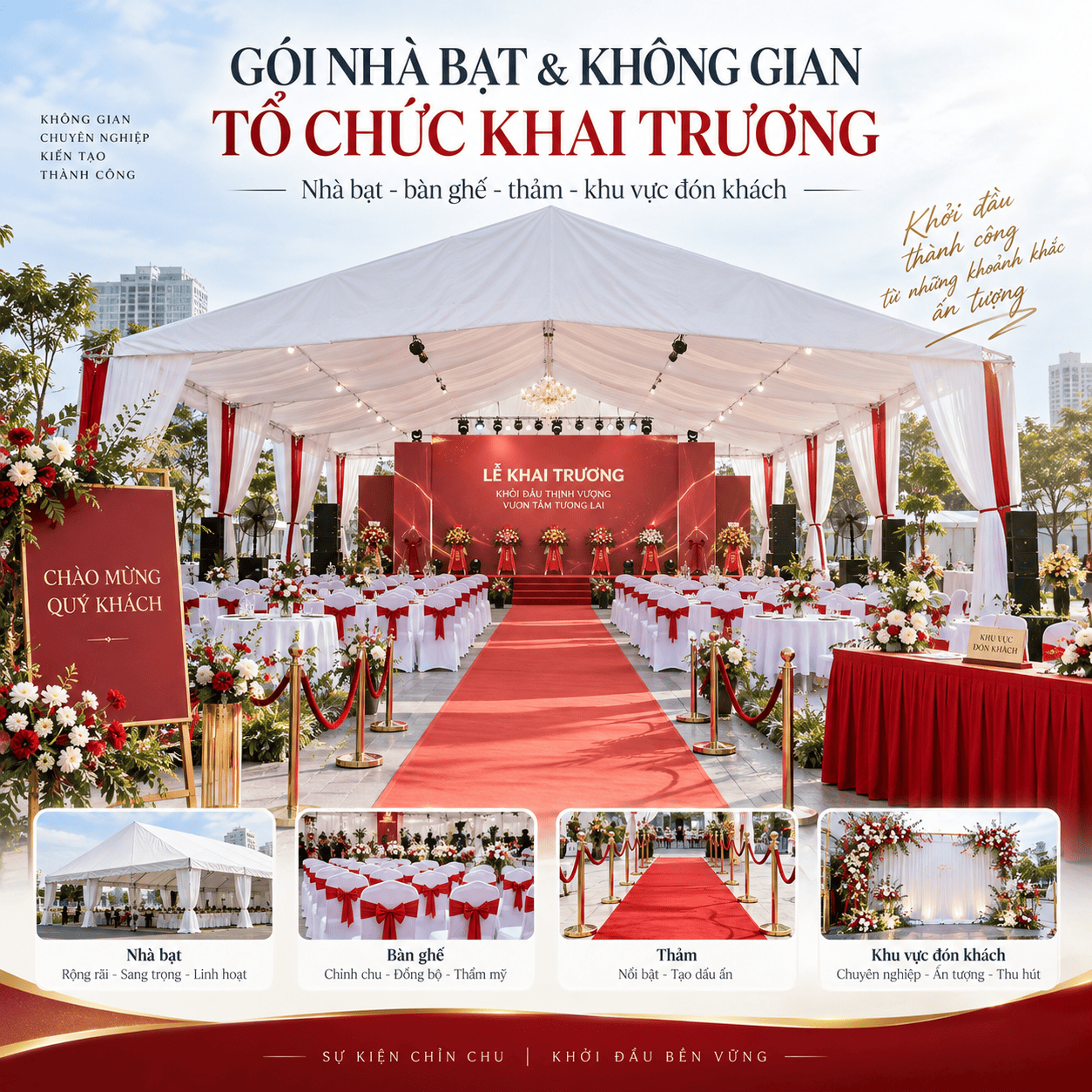 Nhà bạt và không gian tổ chức khai trương