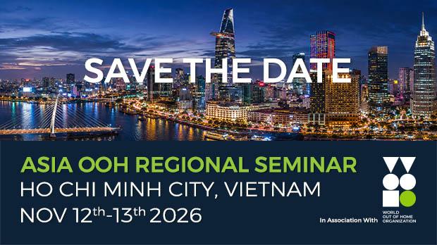 Hình truyền thông chính thức của Asia OOH Regional Seminar 2026 tại TP.HCM do người dùng cung cấp.