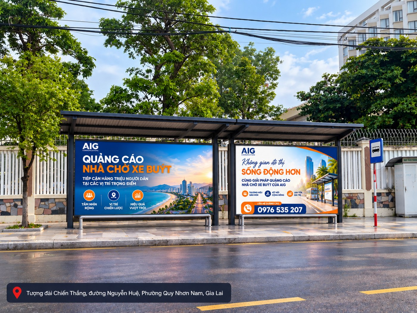 Nhà chờ và khu vực tiếp cận sau mưa – ảnh do người dùng cung cấp.