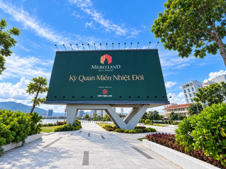 Hình ảnh trụ pano quảng cáo độc lập tại tuyến đường