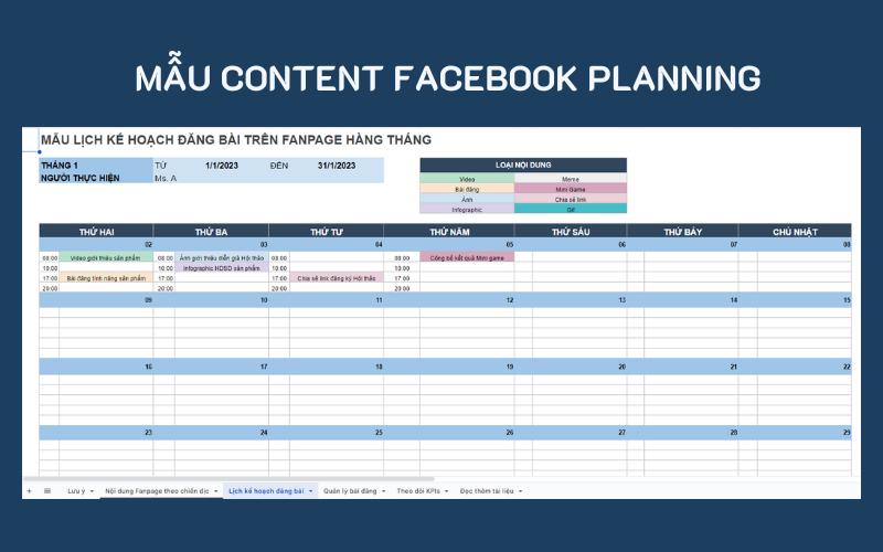 Mẫu kế hoạch đăng bài trên fanpage hàng tháng