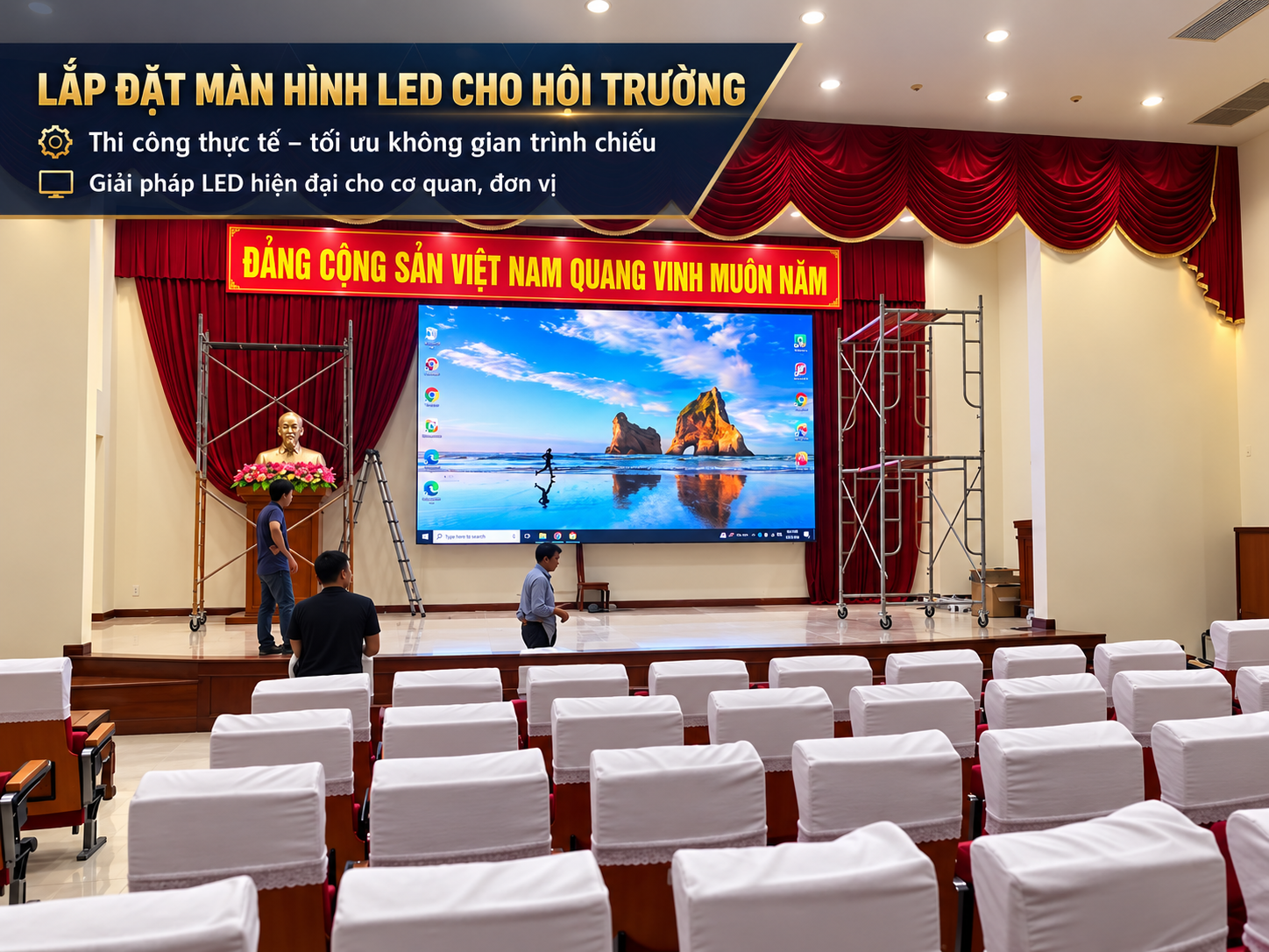 Đội ngũ kỹ thuật khảo sát và thi công LED