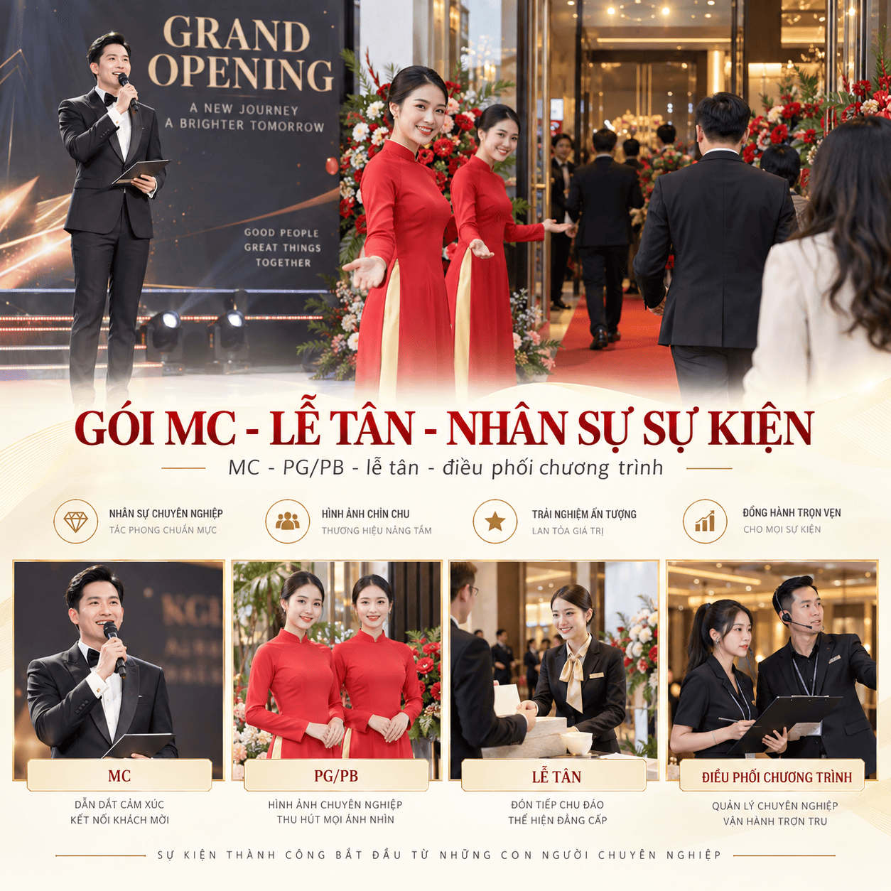 MC lễ tân và nhân sự sự kiện khai trương