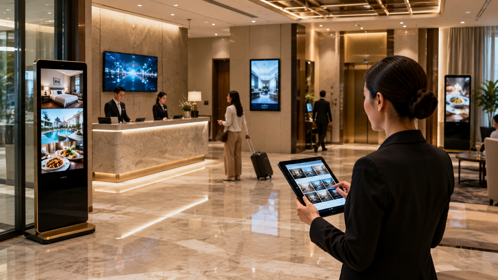 Không gian khách sạn ứng dụng Digital Signage