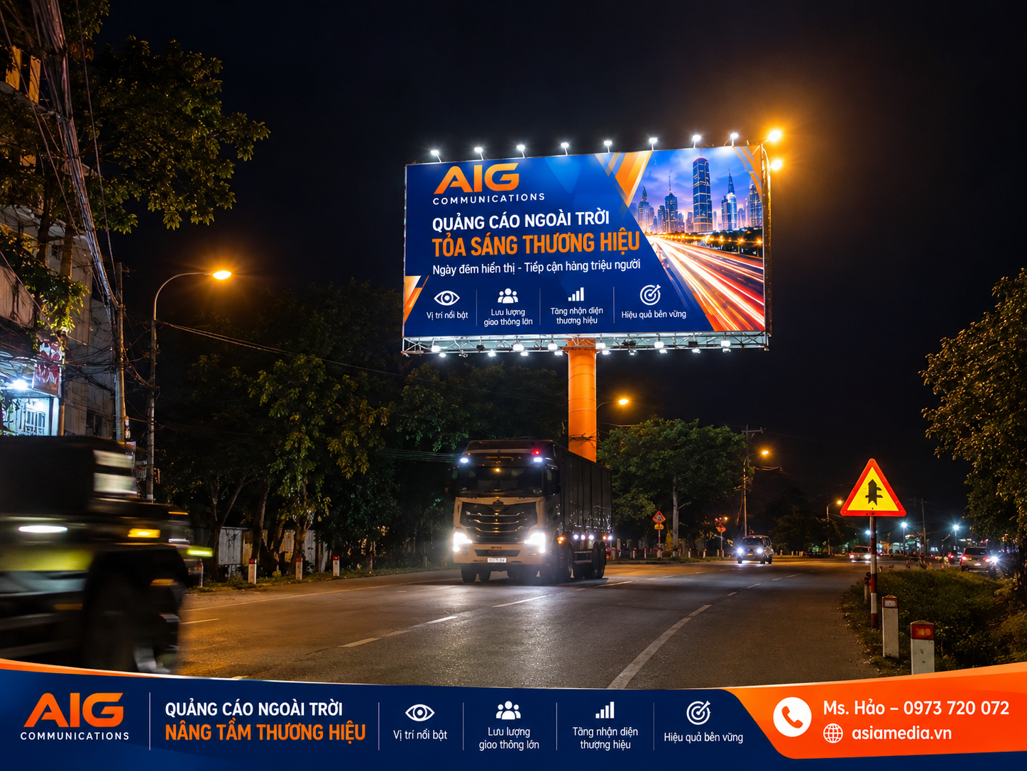 Hình ảnh sản phẩm quảng cáo ngoài trời AIG Communications – minh họa cho nội dung bài viết