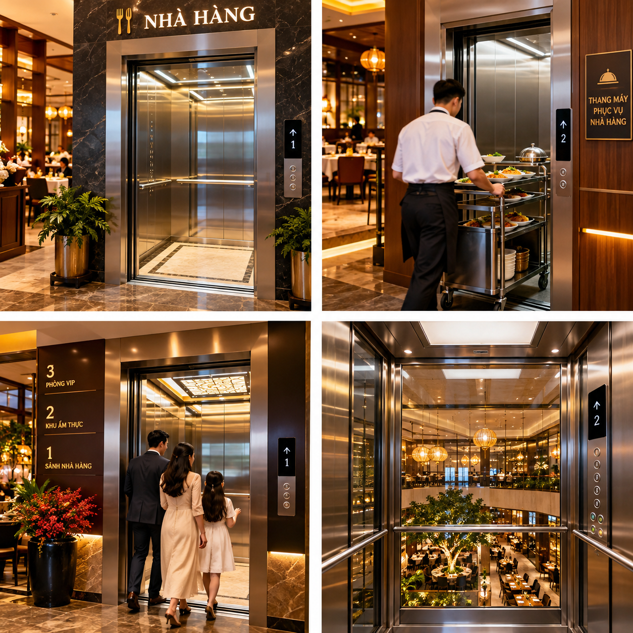 Thang máy chở khách tại nhà hàng