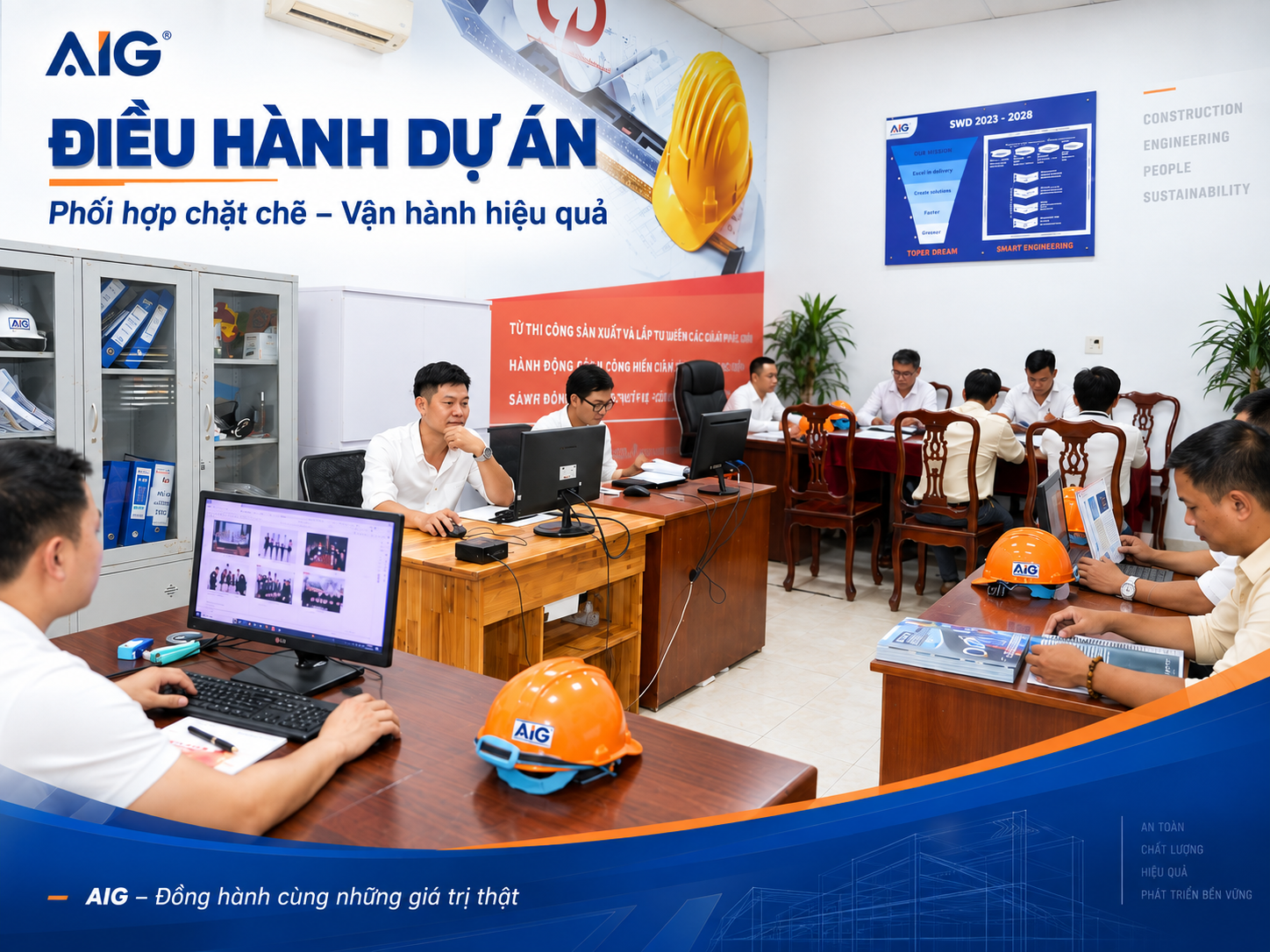 Thi công lắp đặt ngoài công trường - AIG