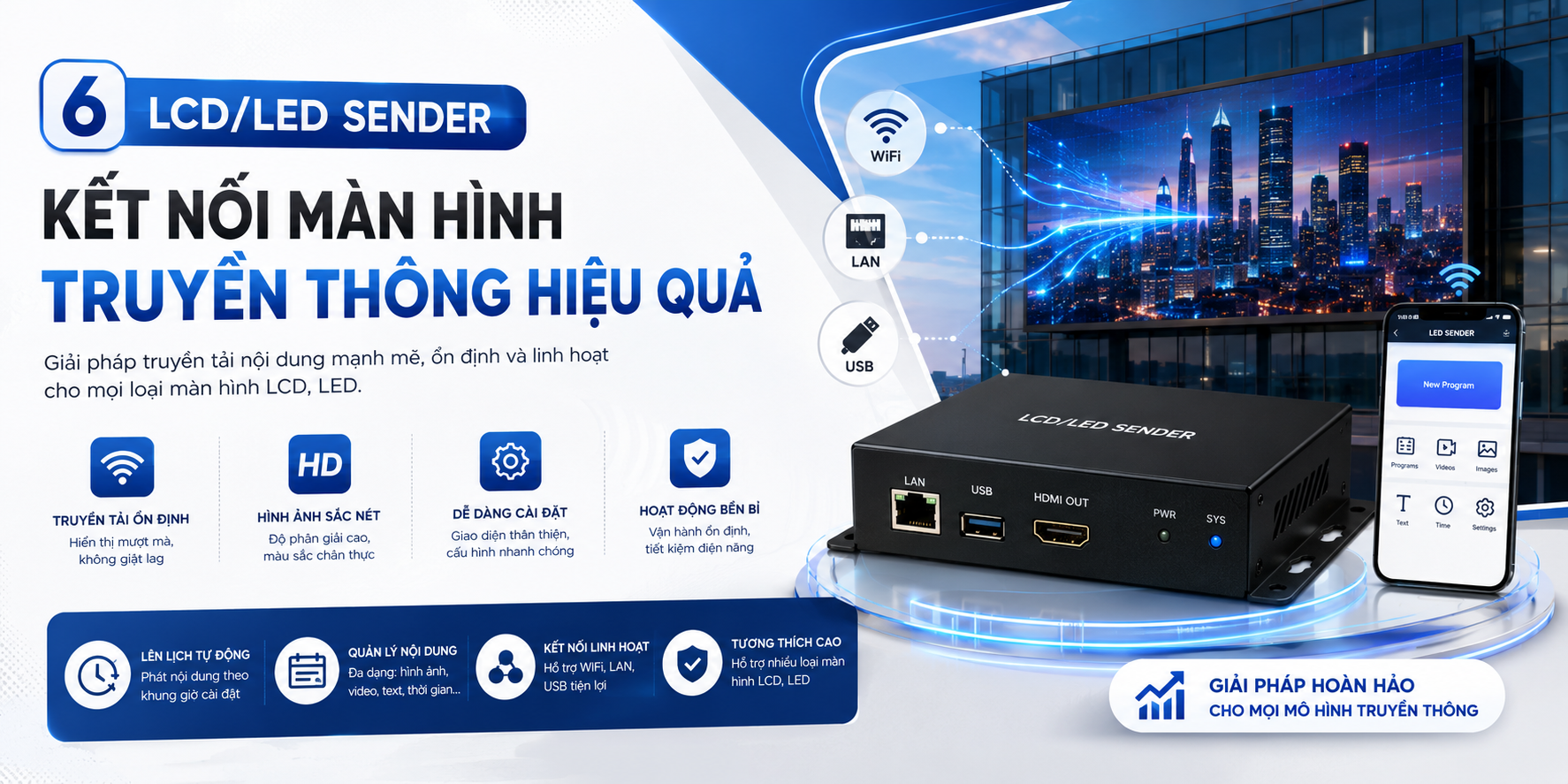 LCD LED Sender trong hệ sinh thái truyền thông địa phương AIG OS CORE