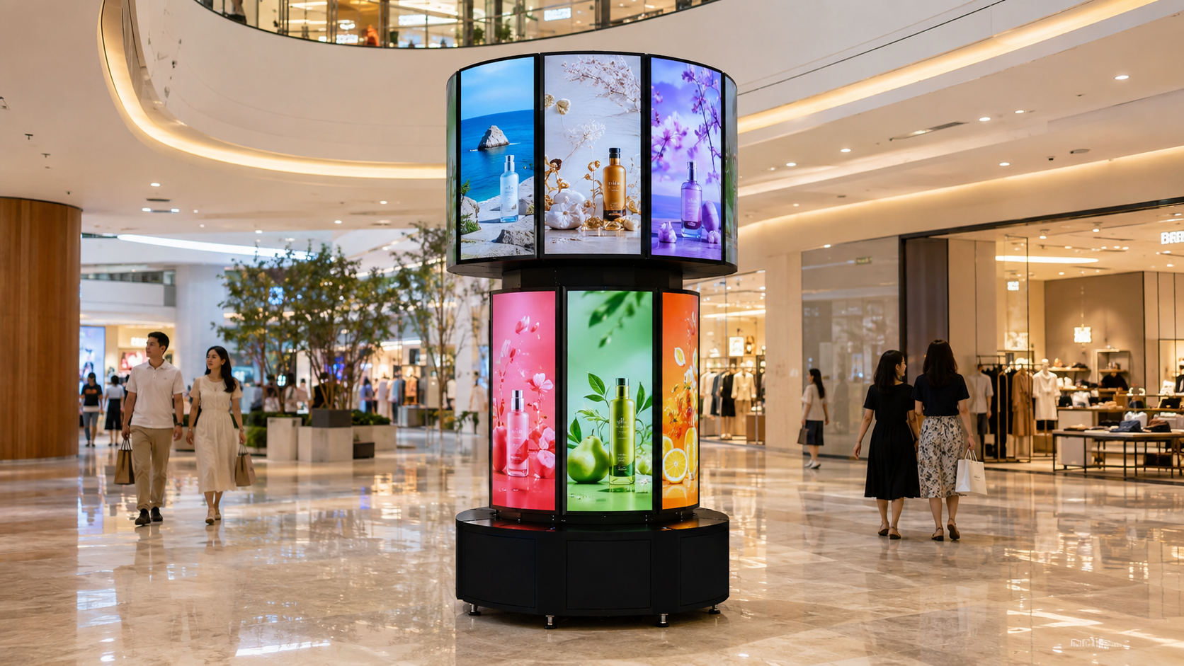 Trụ LED xoay ứng dụng quảng cáo DOOH chuyển động