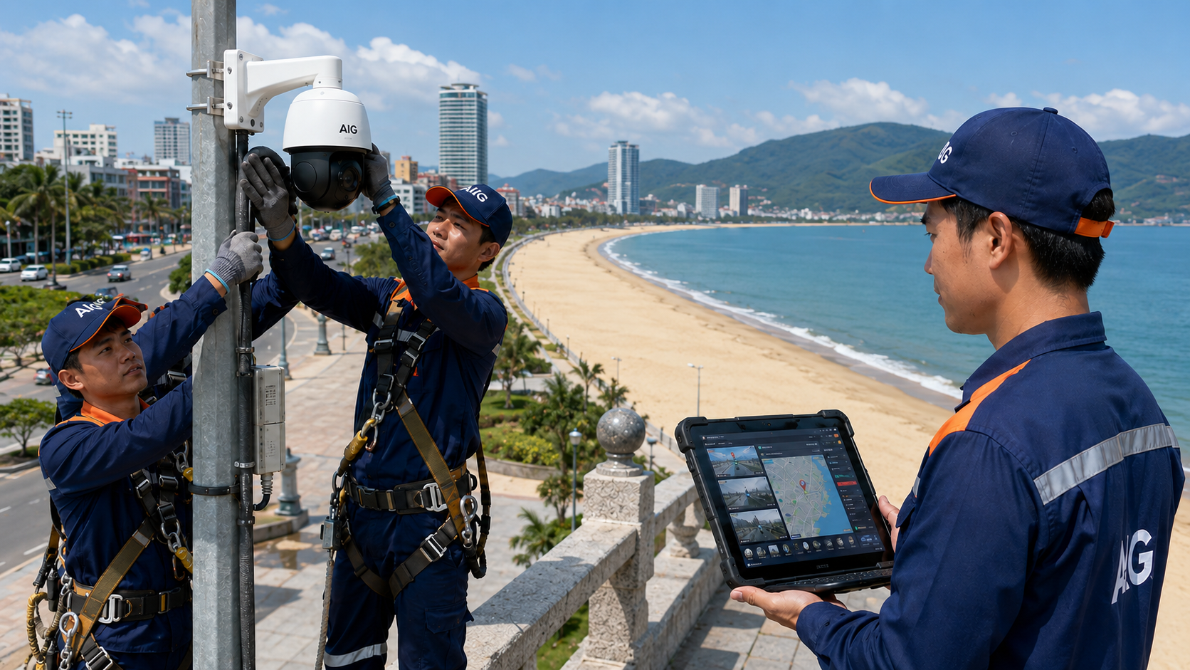 Camera AI ven biển miền Trung phân vùng an toàn cảnh báo và nguy hiểm